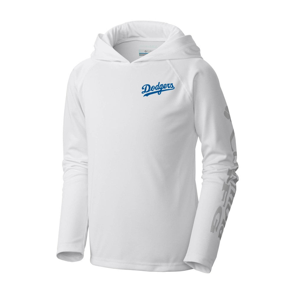 Los Angeles Dodgers Youth Terminal Tackle Long Sleeve Hoodie T-Shirt - White | Columbia