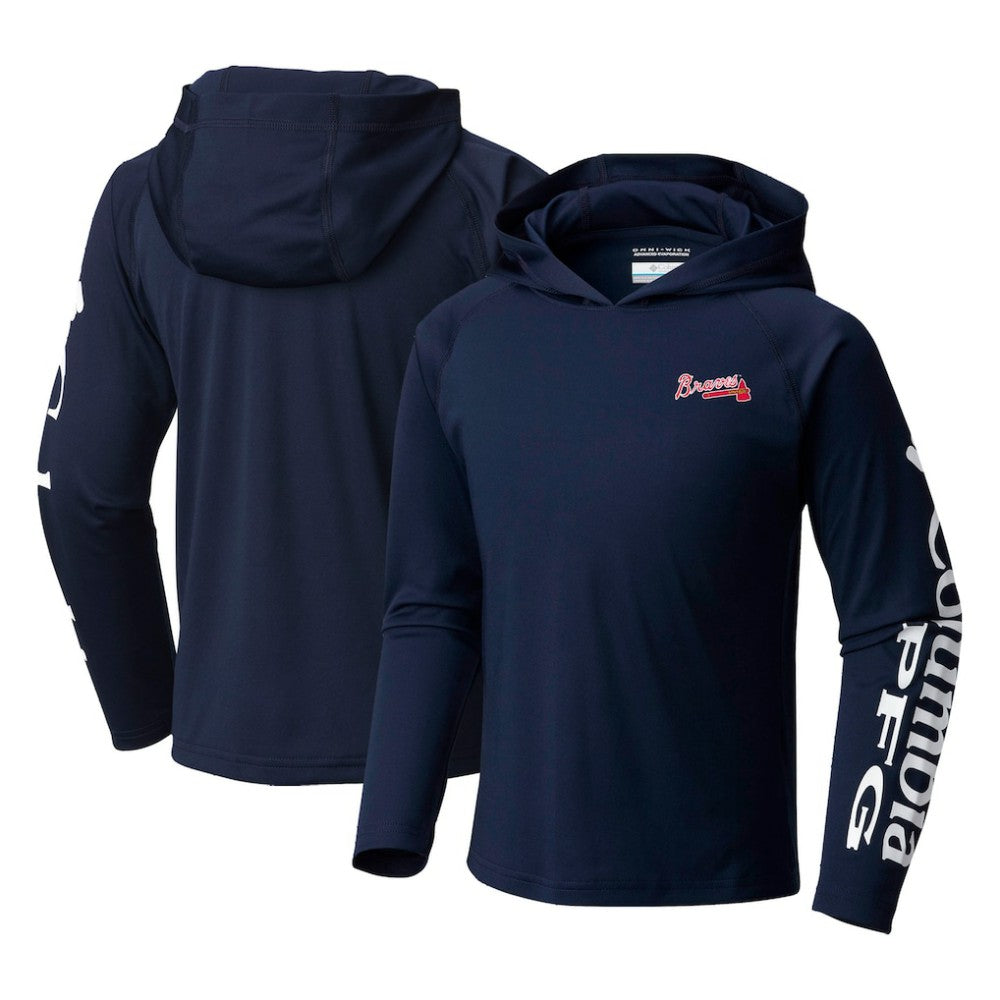 Atlanta Braves Youth Terminal Tackle Long Sleeve Hoodie T-Shirt - Navy | Columbia