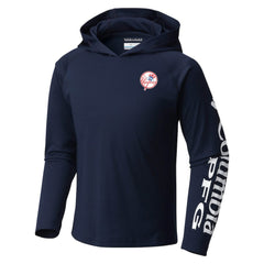 New York Yankees Youth Terminal Tackle Long Sleeve Hoodie T-Shirt - Navy | Columbia