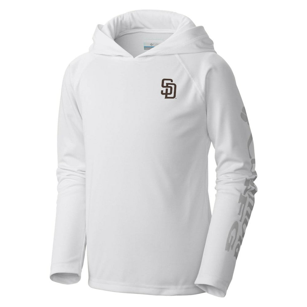 San Diego Padres Youth Terminal Tackle Long Sleeve Hoodie T-Shirt - White | Columbia