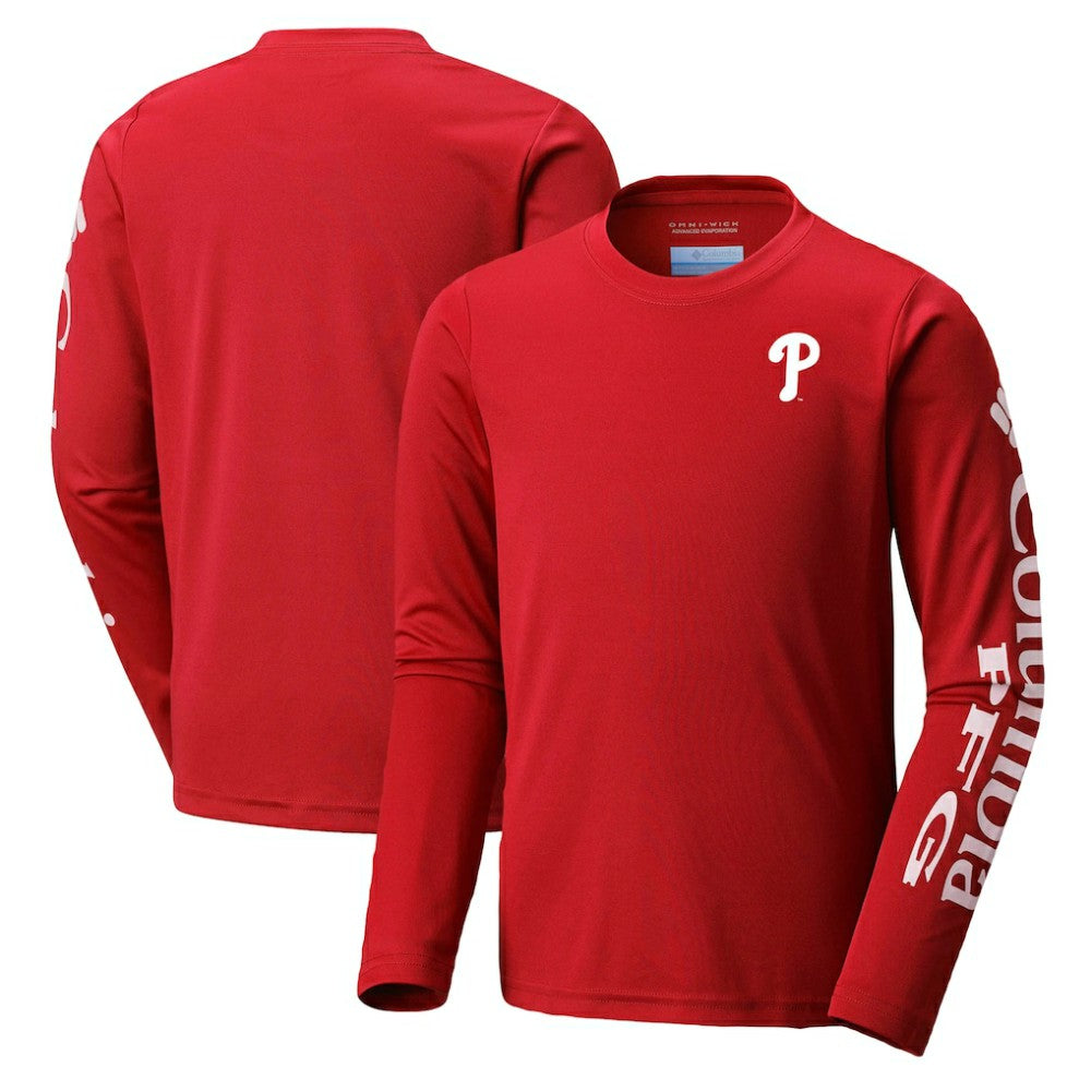 Philadelphia Phillies Youth Terminal Tackle Long Sleeve T-Shirt - Red | Columbia