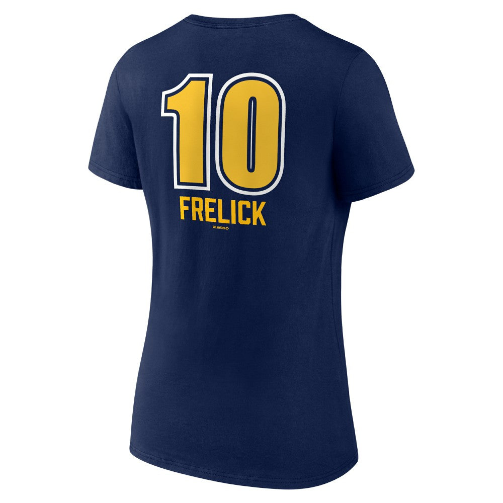 Sal Frelick Milwaukee Brewers Women's Name & Number Fastball V-Neck T-Shirt - Navy