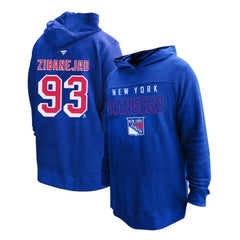 Mika Zibanejad New York Rangers Profile Women's Plus Size Name & Number Thermal Pullover Hoodie Blue