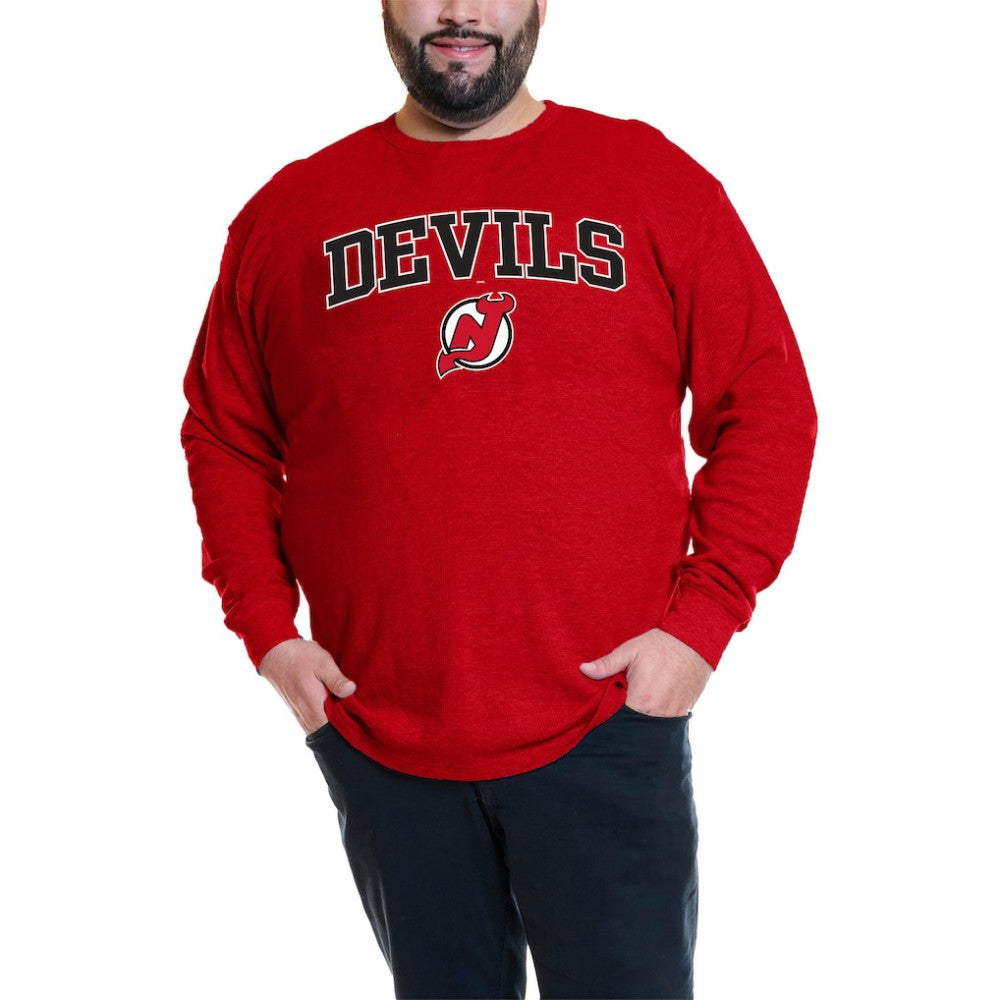 Jack Hughes New Jersey Devils Profile Big & Tall Name & Number Thermal Pullover Sweatshirt Red