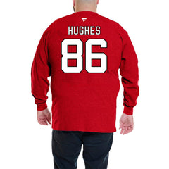 Jack Hughes New Jersey Devils Profile Big & Tall Name & Number Thermal Pullover Sweatshirt Red