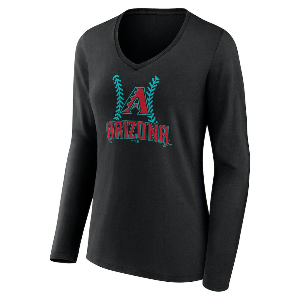Zac Gallen Arizona Diamondbacks Women's Name & Number Fastball V-Neck Long Sleeve T-Shirt - Black