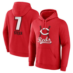 Spencer Steer Cincinnati Reds Name & Number Fastball Pullover Hoodie - Red