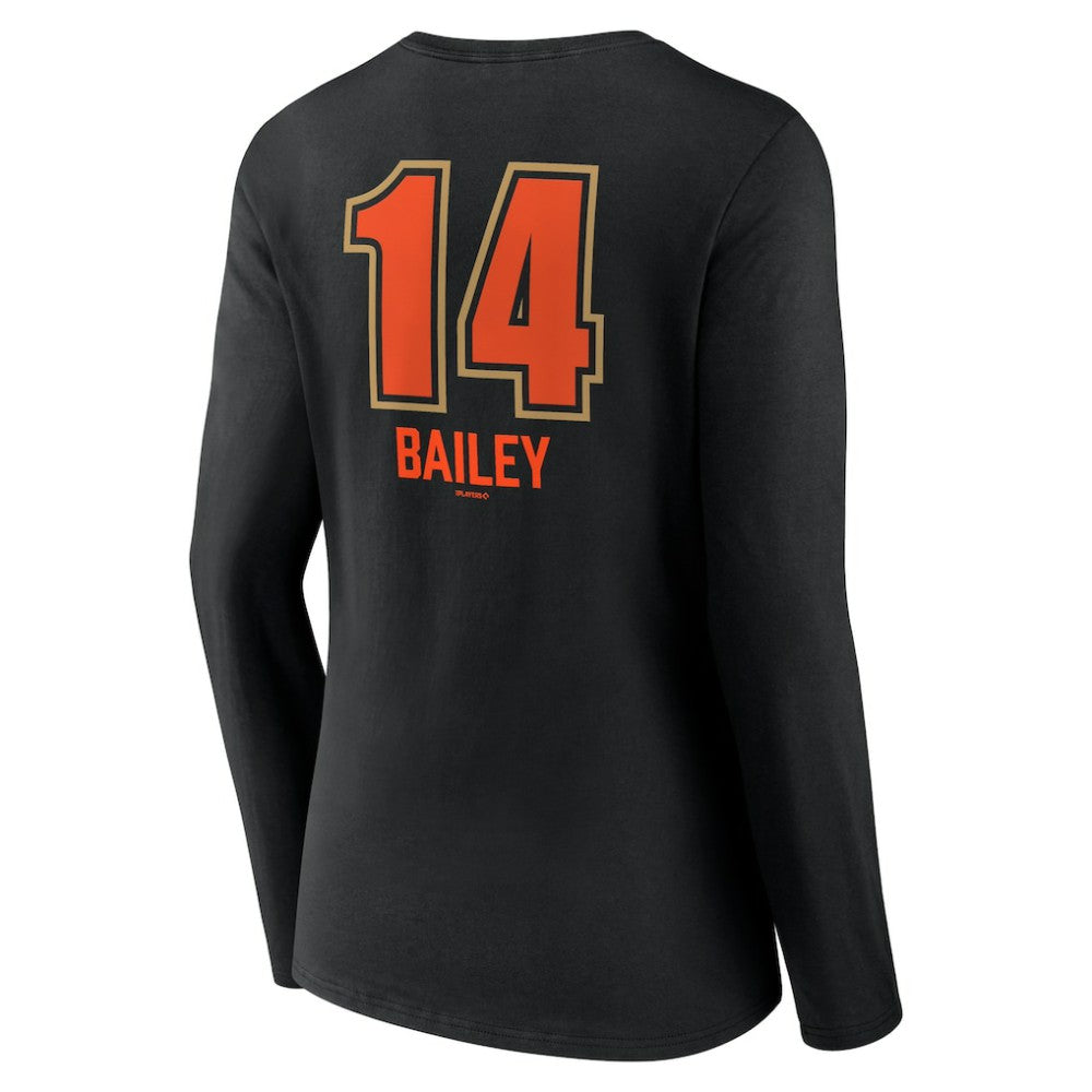 Patrick Bailey San Francisco Giants Women's Name & Number Fastball V-Neck Long Sleeve T-Shirt - Black