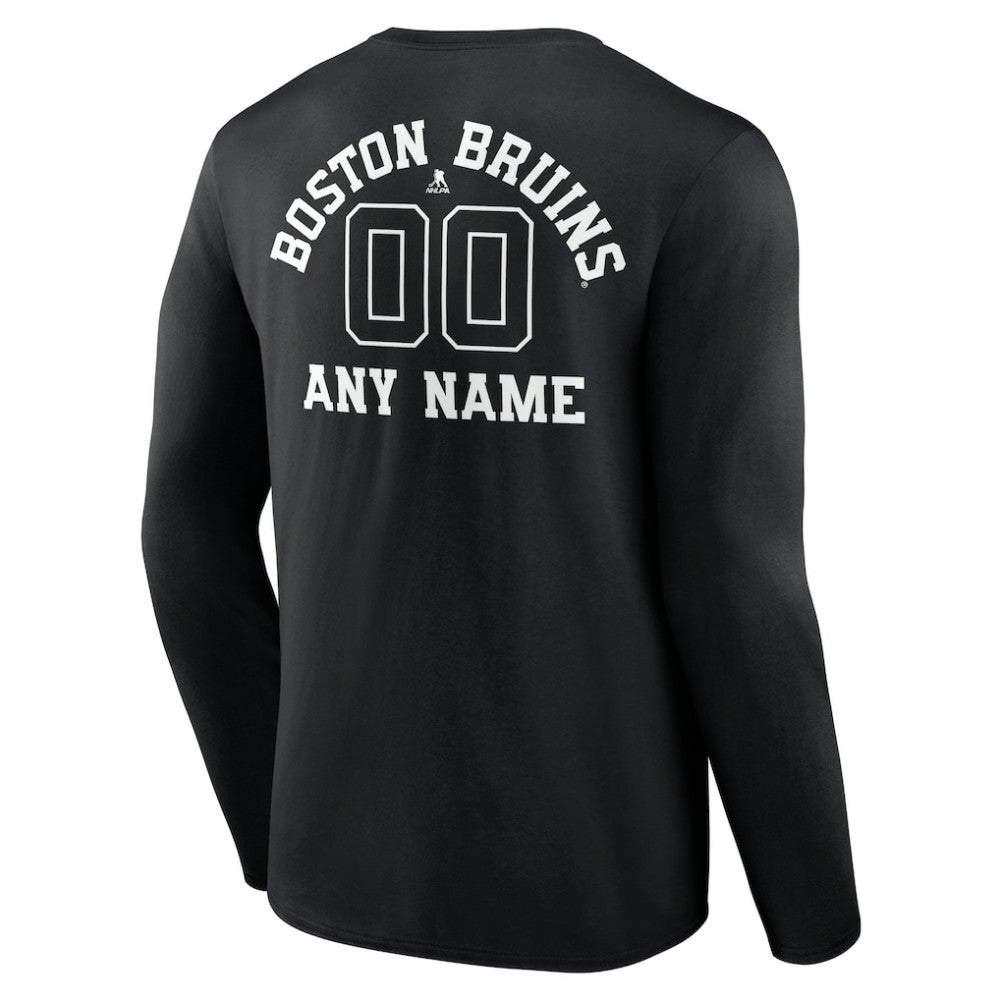Boston Bruins Personalized Name & Number Monochrome Long Sleeve T-Shirt Black