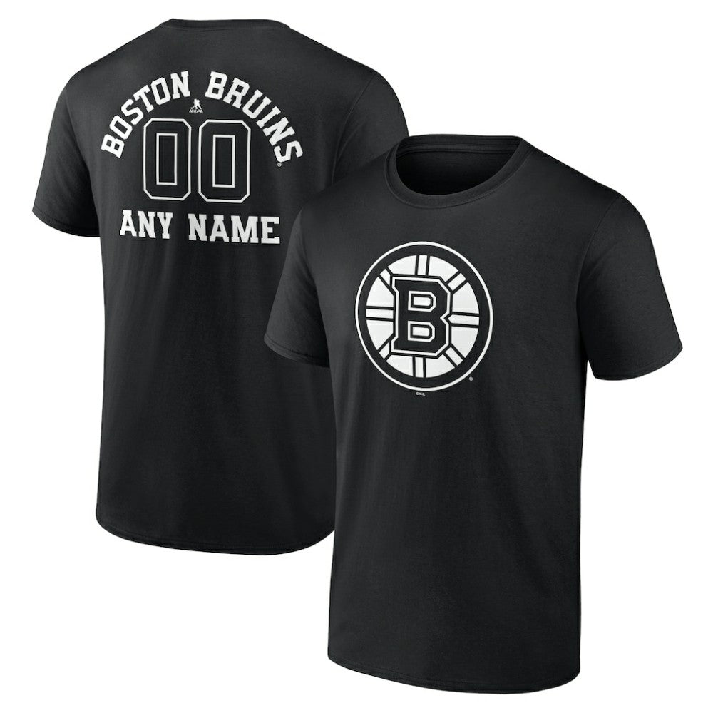 Boston Bruins Personalized Name & Number Monochrome T-Shirt Black