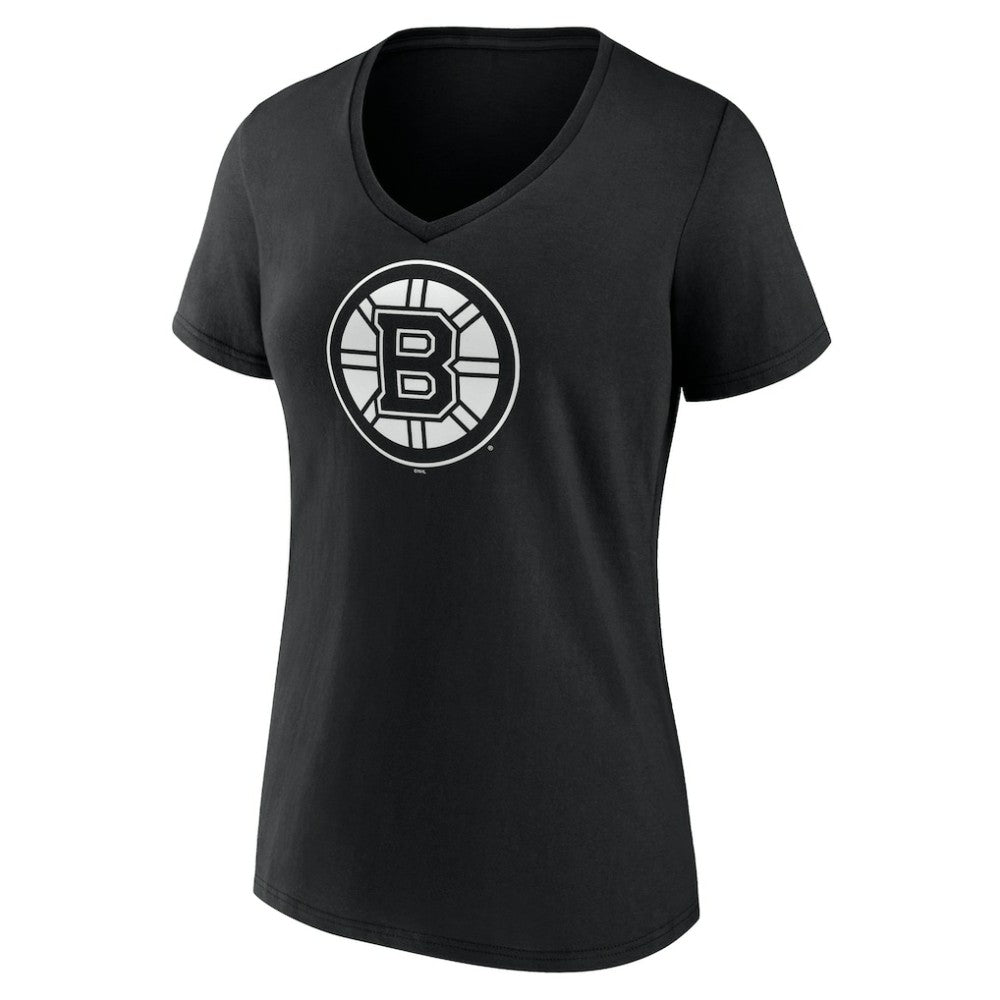 Boston Bruins Women's Personalized Name & Number Monochrome V-Neck T-Shirt Black