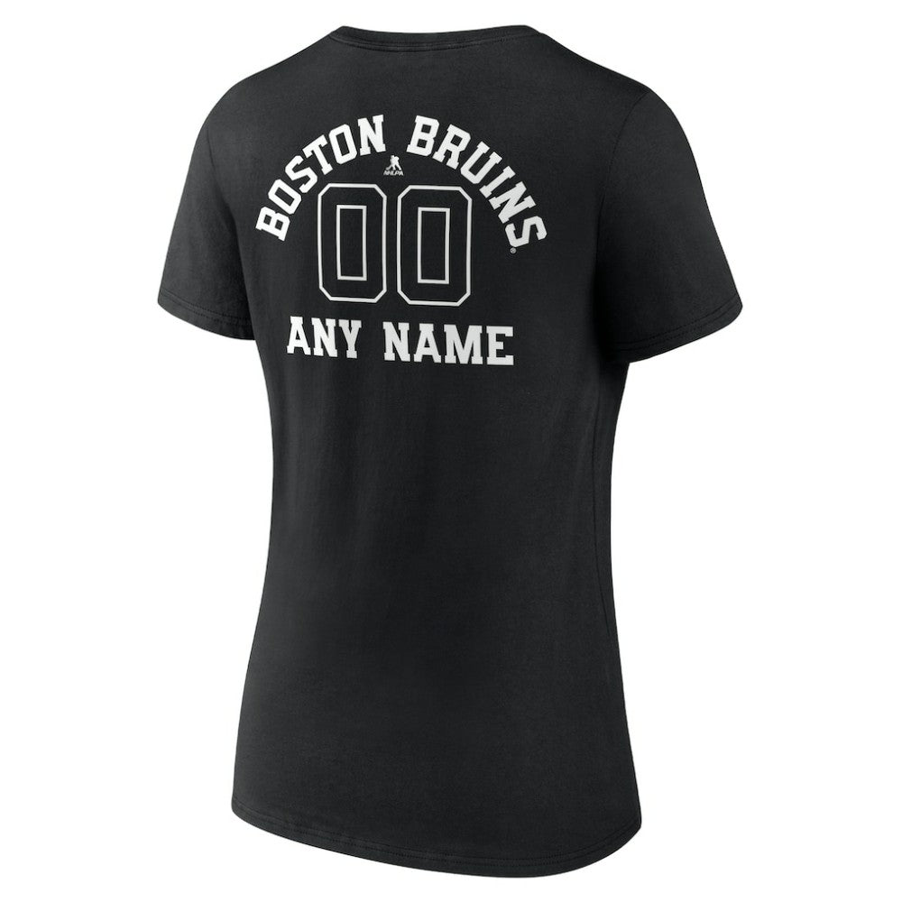 Boston Bruins Women's Personalized Name & Number Monochrome V-Neck T-Shirt Black