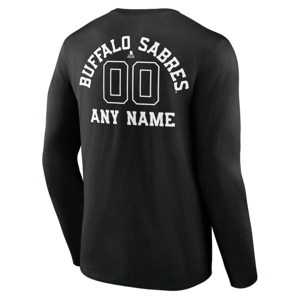 Buffalo Sabres Personalized Name & Number Monochrome Long Sleeve T-Shirt Black
