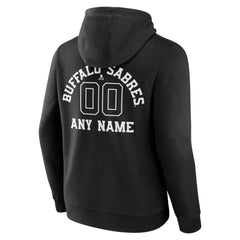 Buffalo Sabres Personalized Name & Number Monochrome Pullover Hoodie Black