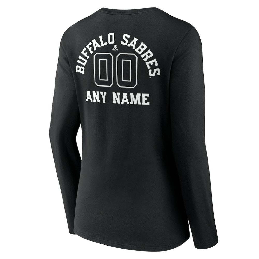 Buffalo Sabres Women's Personalized Name & Number Monochrome Long Sleeve V-Neck T-Shirt Black