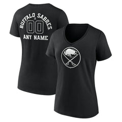 Buffalo Sabres Women's Personalized Name & Number Monochrome V-Neck T-Shirt Black
