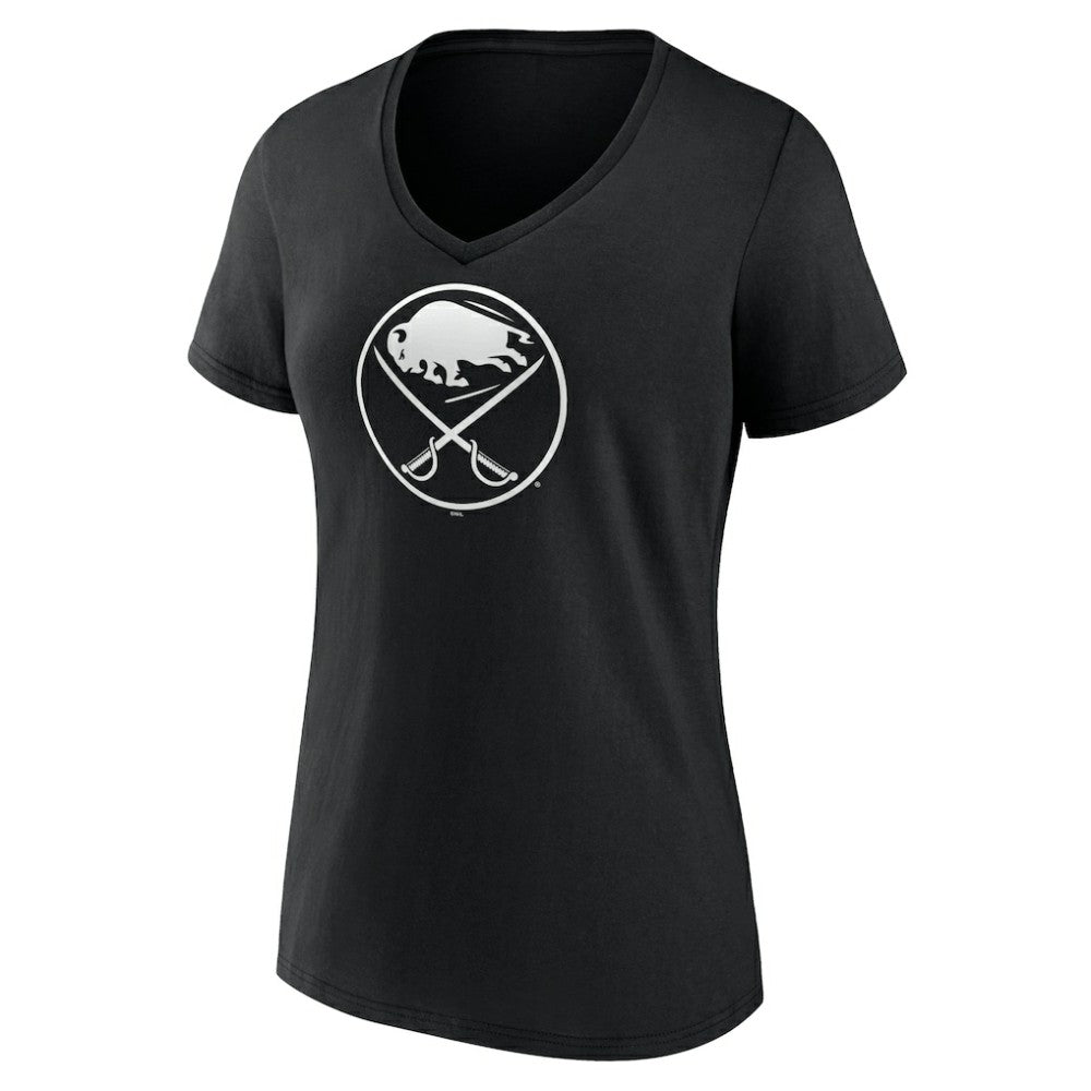 Buffalo Sabres Women's Personalized Name & Number Monochrome V-Neck T-Shirt Black