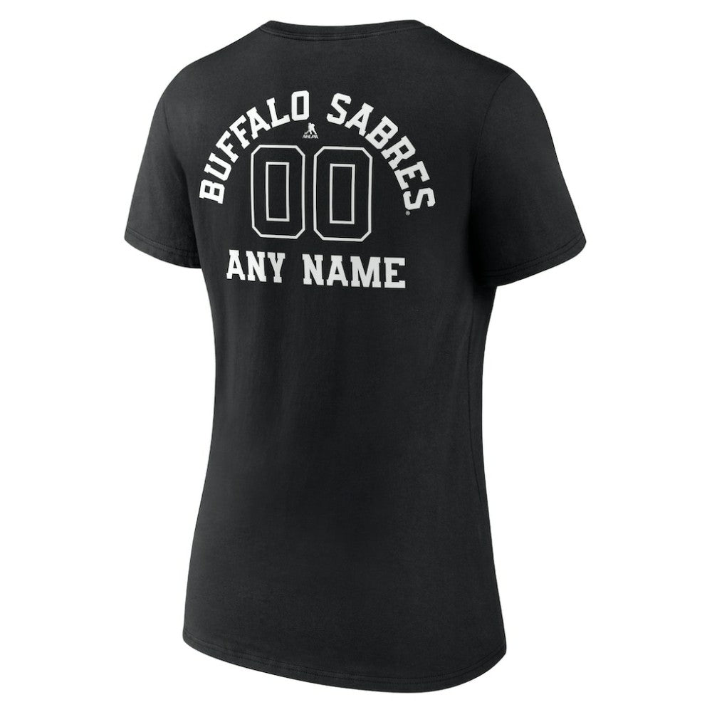 Buffalo Sabres Women's Personalized Name & Number Monochrome V-Neck T-Shirt Black