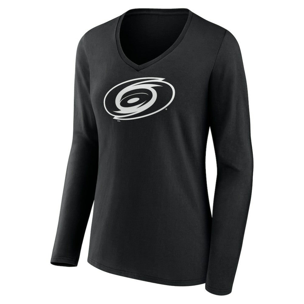 Carolina Hurricanes Women's Personalized Name & Number Monochrome Long Sleeve V-Neck T-Shirt Black