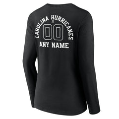 Carolina Hurricanes Women's Personalized Name & Number Monochrome Long Sleeve V-Neck T-Shirt Black