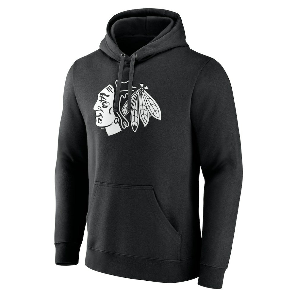 Chicago Blackhawks Personalized Name & Number Monochrome Pullover Hoodie Black