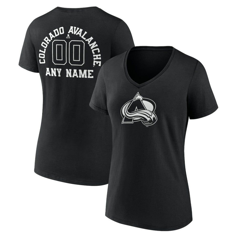 Colorado Avalanche Women's Personalized Name & Number Monochrome V-Neck T-Shirt Black