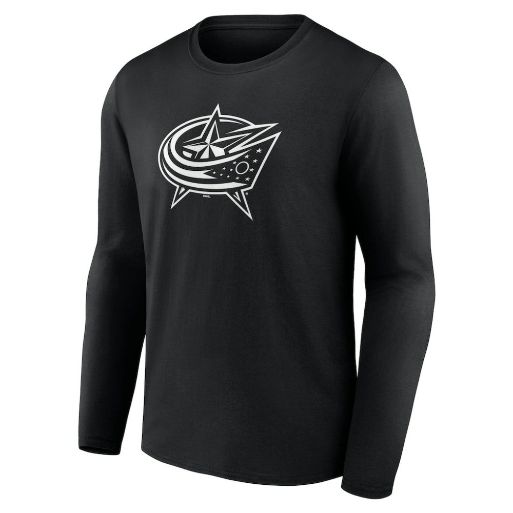 Columbus Blue Jackets Personalized Name & Number Monochrome Long Sleeve T-Shirt Black