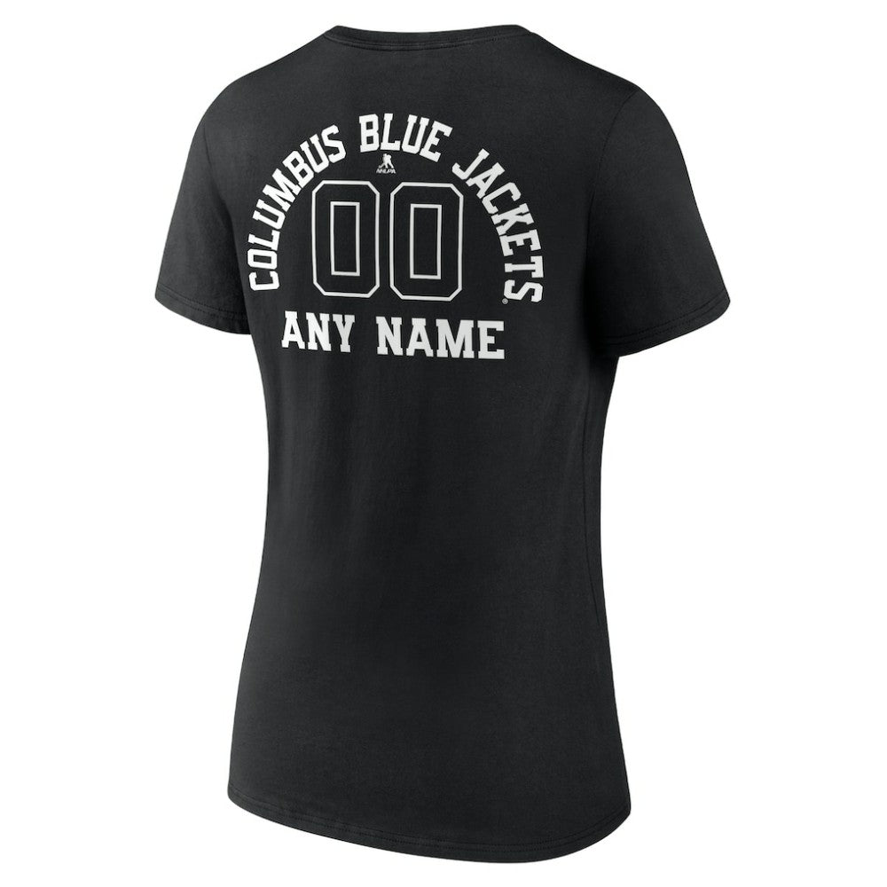 Columbus Blue Jackets Women's Personalized Name & Number Monochrome V-Neck T-Shirt Black