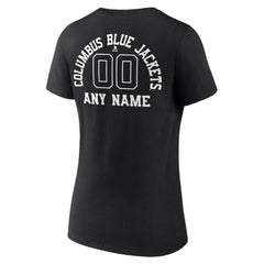 Columbus Blue Jackets Women's Personalized Name & Number Monochrome V-Neck T-Shirt Black