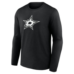 Dallas Stars Personalized Name & Number Monochrome Long Sleeve T-Shirt Black