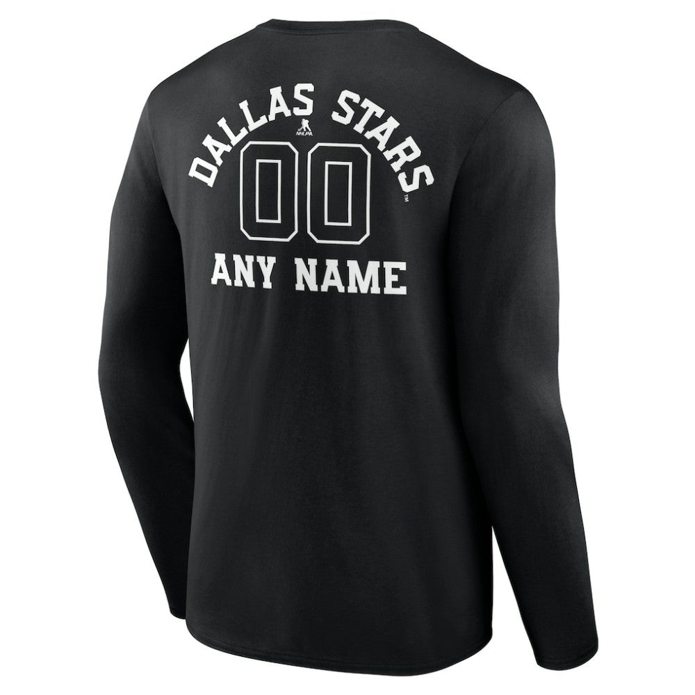 Dallas Stars Personalized Name & Number Monochrome Long Sleeve T-Shirt Black
