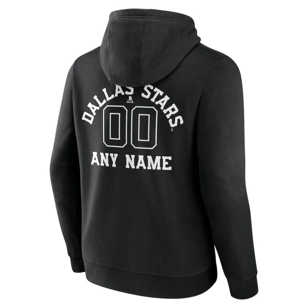 Dallas Stars Personalized Name & Number Monochrome Pullover Hoodie Black
