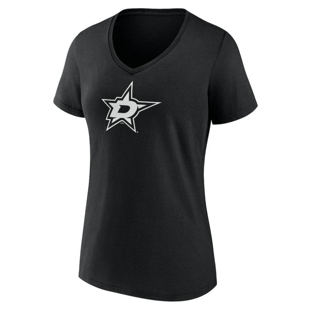 Dallas Stars Women's Personalized Name & Number Monochrome V-Neck T-Shirt Black