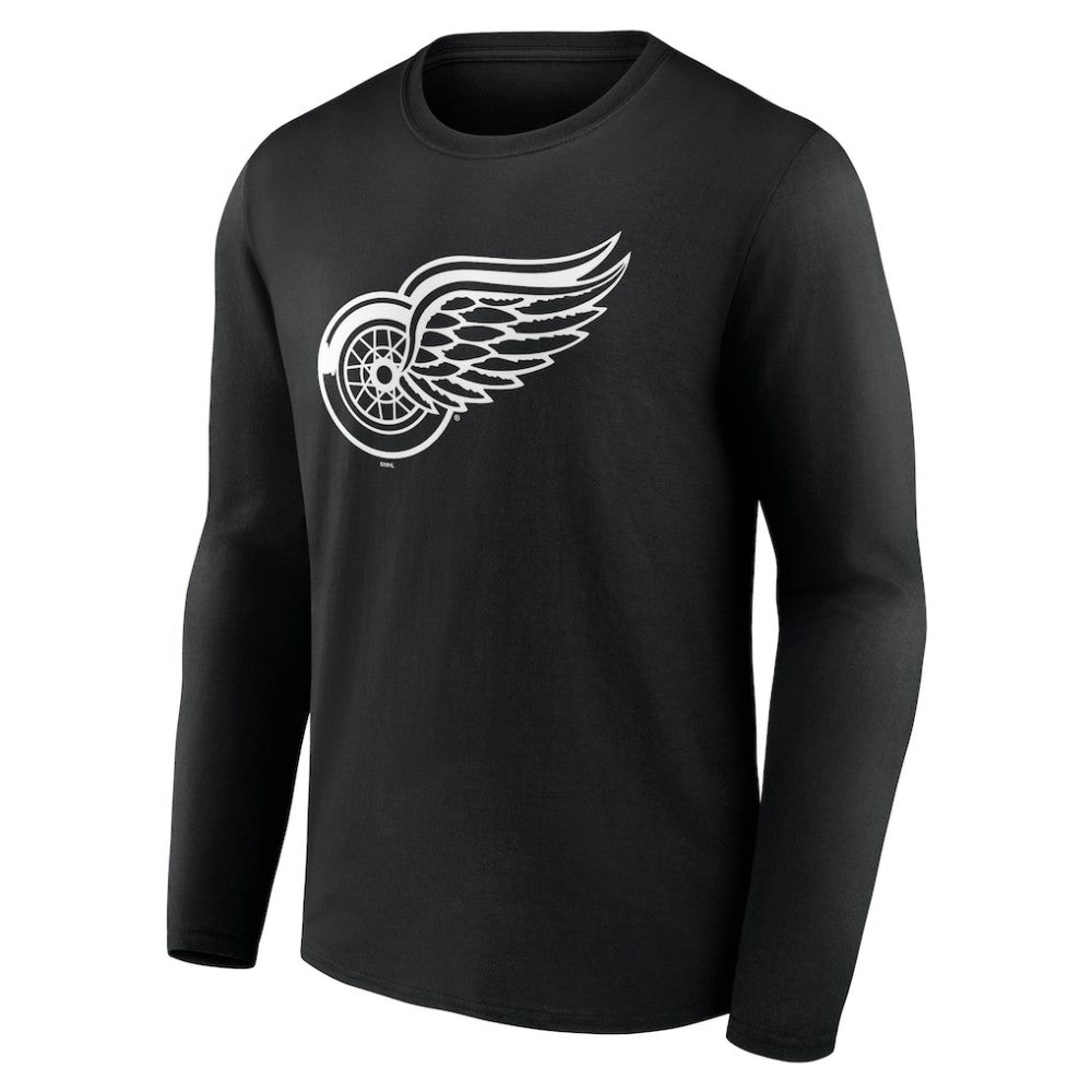 Detroit Red Wings Personalized Name & Number Monochrome Long Sleeve T-Shirt Black