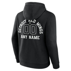 Detroit Red Wings Personalized Name & Number Monochrome Pullover Hoodie Black