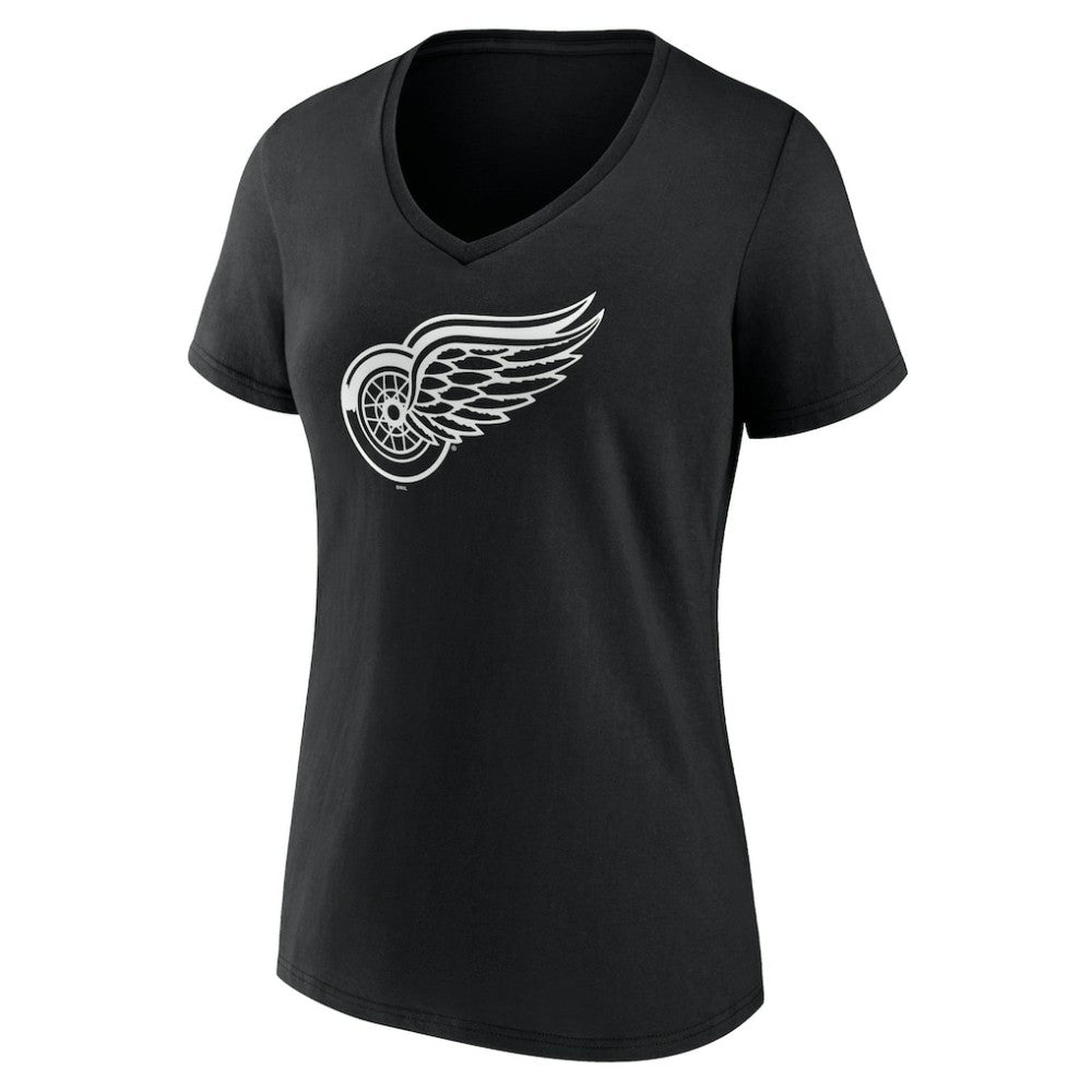 Detroit Red Wings Women's Personalized Name & Number Monochrome V-Neck T-Shirt Black