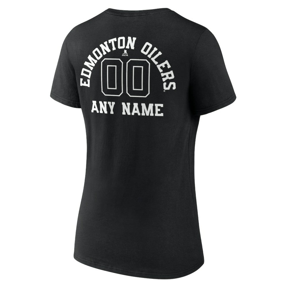 Edmonton Oilers Women's Personalized Name & Number Monochrome V-Neck T-Shirt Black