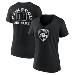 Florida Panthers Women's Personalized Name & Number Monochrome V-Neck T-Shirt Black