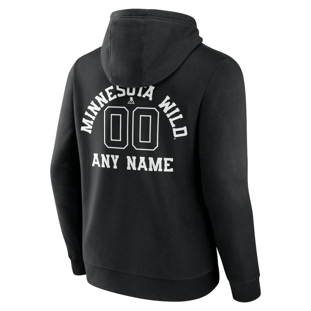 Minnesota Wild Personalized Name & Number Monochrome Pullover Hoodie Black