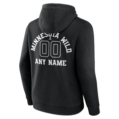 Minnesota Wild Personalized Name & Number Monochrome Pullover Hoodie Black
