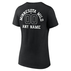 Minnesota Wild Women's Personalized Name & Number Monochrome V-Neck T-Shirt Black