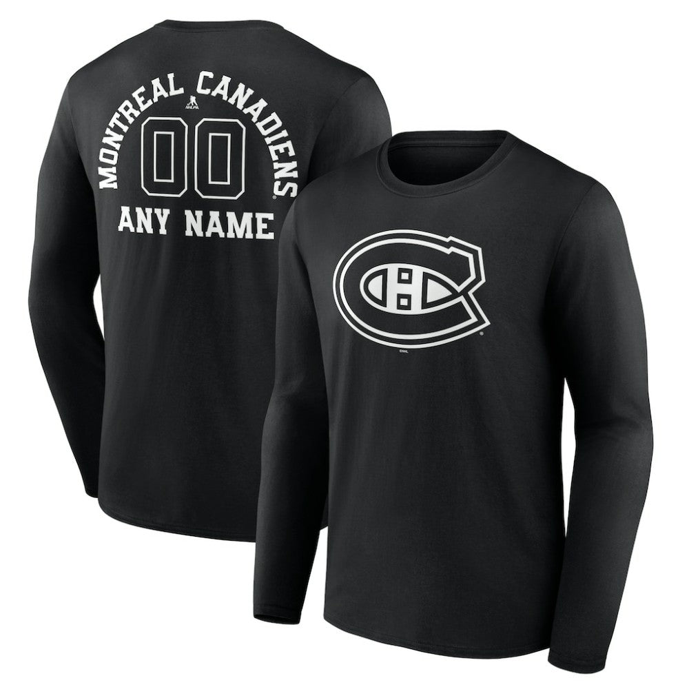 Montreal Canadiens Personalized Name & Number Monochrome Long Sleeve T-Shirt Black