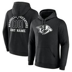 Nashville Predators Personalized Name & Number Monochrome Pullover Hoodie Black