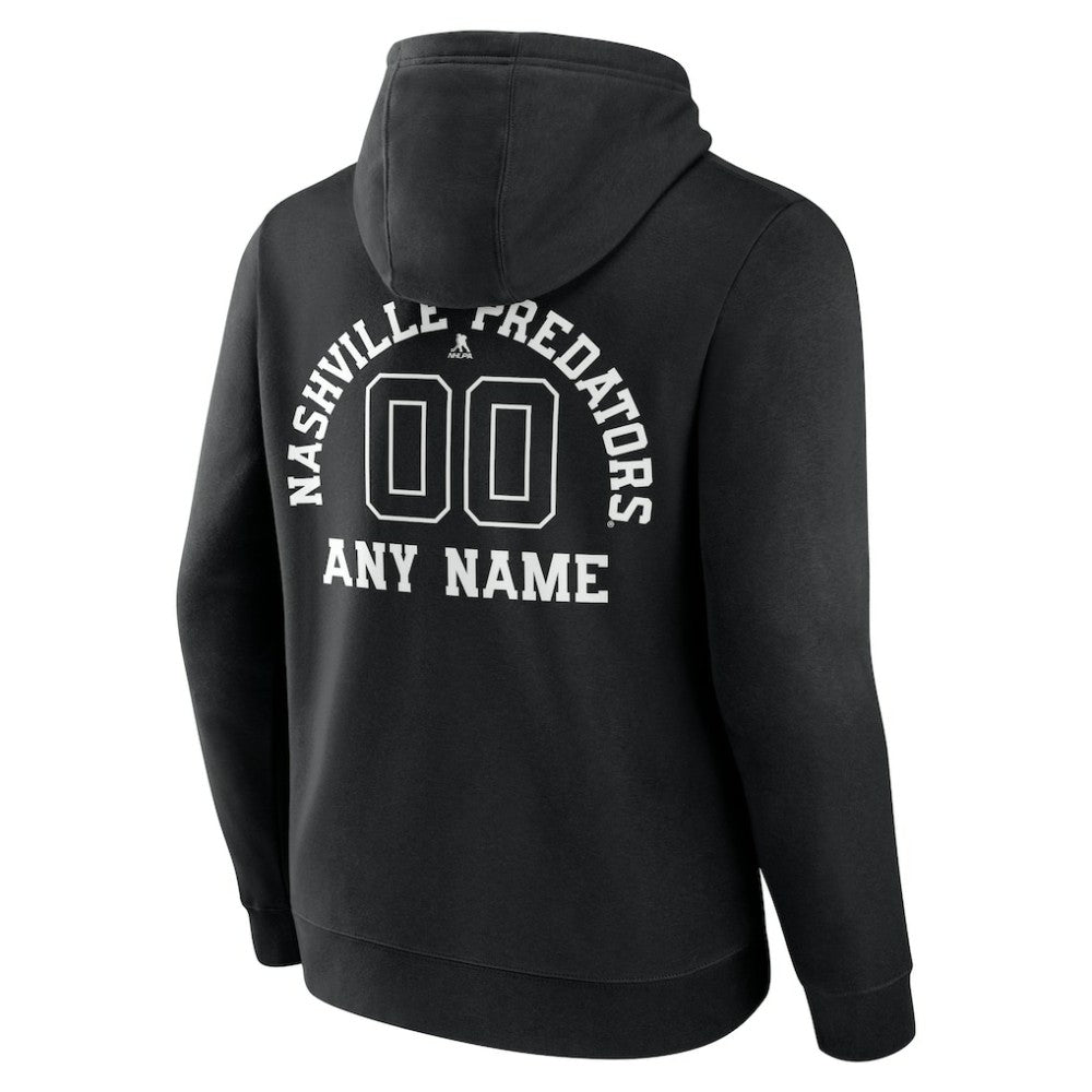 Nashville Predators Personalized Name & Number Monochrome Pullover Hoodie Black