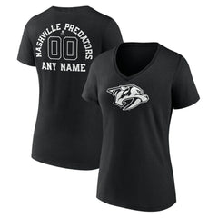 Nashville Predators Women's Personalized Name & Number Monochrome V-Neck T-Shirt Black