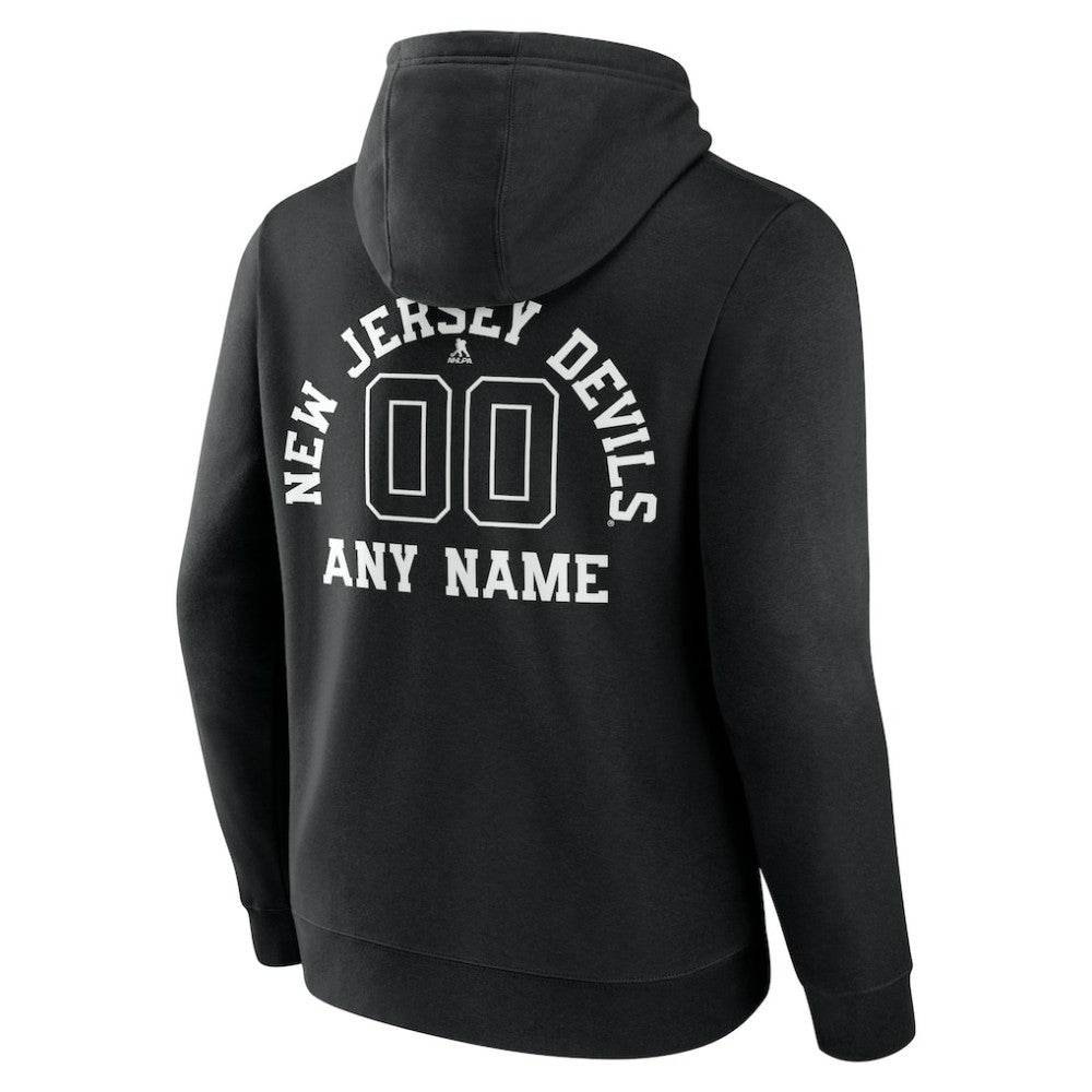 New Jersey Devils Personalized Name & Number Monochrome Pullover Hoodie Black