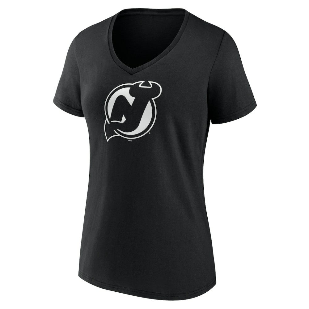 New Jersey Devils Women's Personalized Name & Number Monochrome V-Neck T-Shirt Black