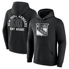 New York Rangers Personalized Name & Number Monochrome Pullover Hoodie Black