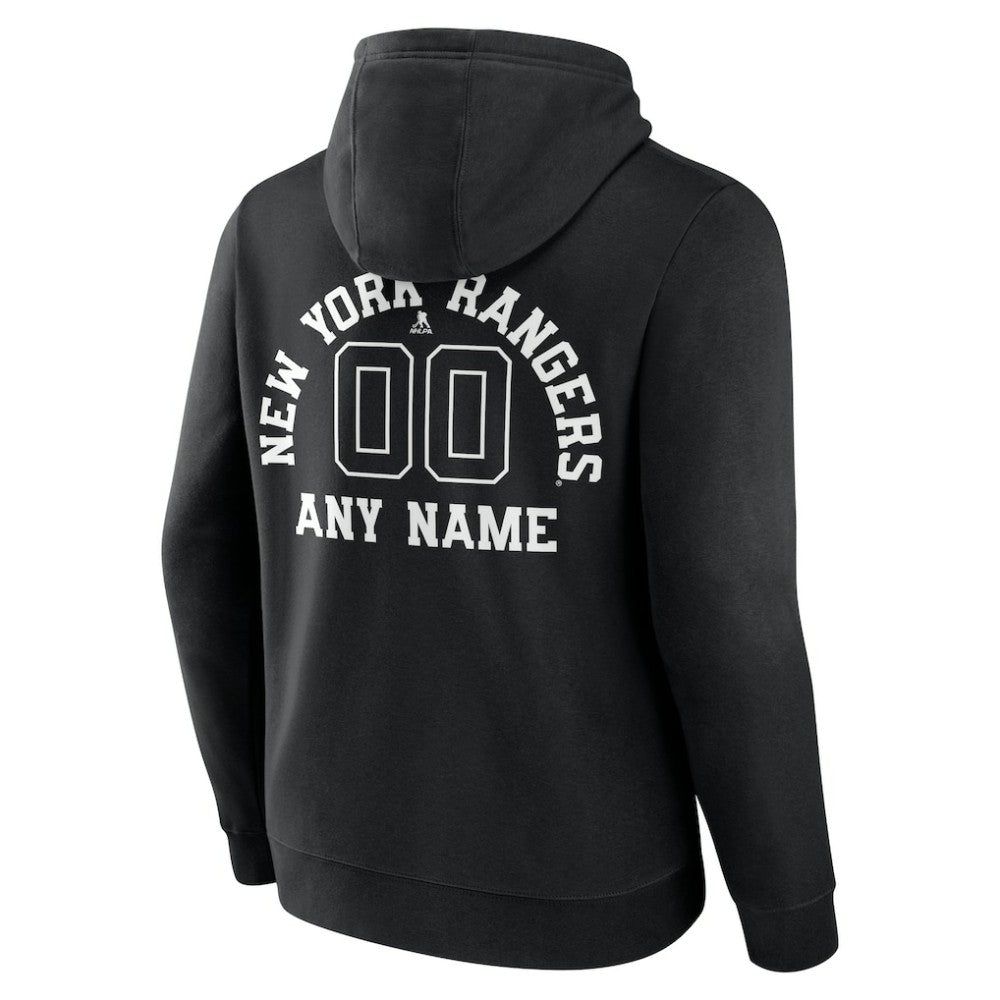 New York Rangers Personalized Name & Number Monochrome Pullover Hoodie Black