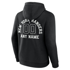 New York Rangers Personalized Name & Number Monochrome Pullover Hoodie Black